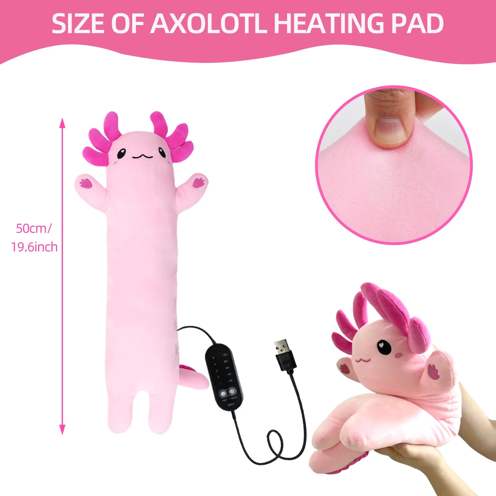 Axolotl Heating Pad for Period Cramps & Menstrual Pain Relief Portable Electric Heat Pads USB Powered Cute Stuff Stuffed Animal